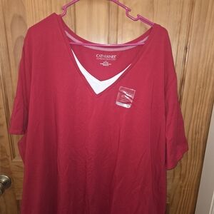 Catherines Vibrant Red V-Neck Tee